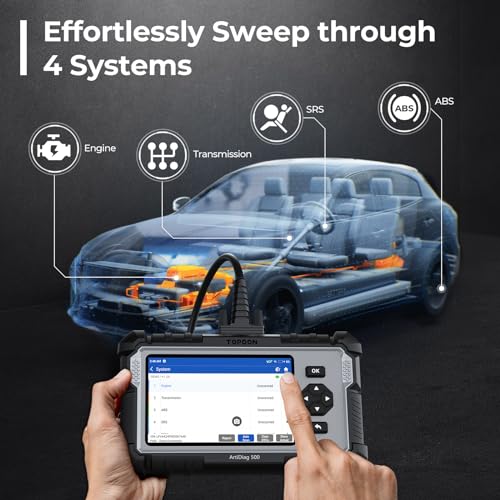 TOPDON ArtiDiag500 OBD2 Scanner, 4 Systems Car Diagnostic Tool, Oil/Throttle/SAS/TPMS/BMS/EPB Reset, Free Updates for Life, AutoVin