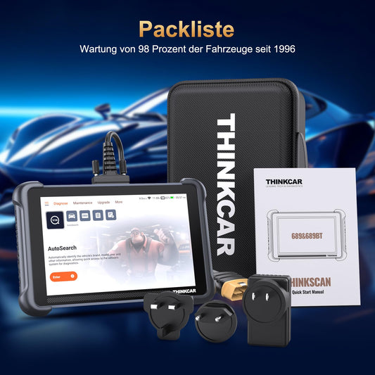 OBD2 Diagnosegerät, ThinkScan 689 Diagnosegerät Auto Mit 34 Reset-Funktion + Volle Systemdiagnose, Auslesegerät Auto Für Aktives Testen/Erweiterte ECU-Codierung/BI-Direktionale Steuerung
