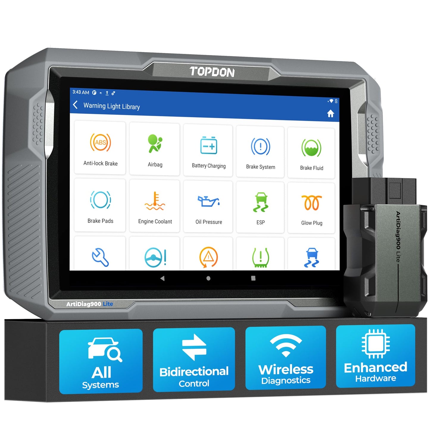 TOPDON OBD2 DiagnosegerÀt Bidirektionales Scan-Tool, ArtiDiag900 Lite Vollsystem-Auto diagnose mit Aktivem Test, 8 Reset-Diensten, Kabelloser OBD2-Autoscanner