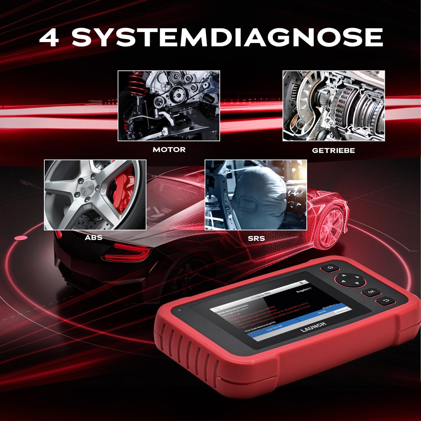 LAUNCH Europe CRP 129 EVO+ OBD2 Diagnosegerät Auto Auslesegerät Kfz-Diagnose EOBD Tester 4 Systemen Motor, ABS, SRS, Automatik Getriebe + 13 Service Funktionen mit Touchscreen WiFi Update/Android