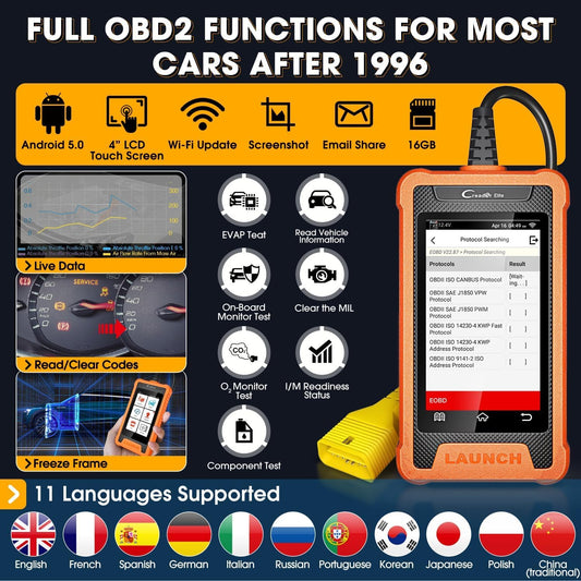 LAUNCH X431 Creader Elite OBD2 Diagnosegerät für BMW/für MINI/für Rolls Royce Gleiche Funktion wie LAUNCH X431 Diagnosegerät Tool,vollständige System,50+ Reset,bidirektionale Steuerung,ECU-Codierung