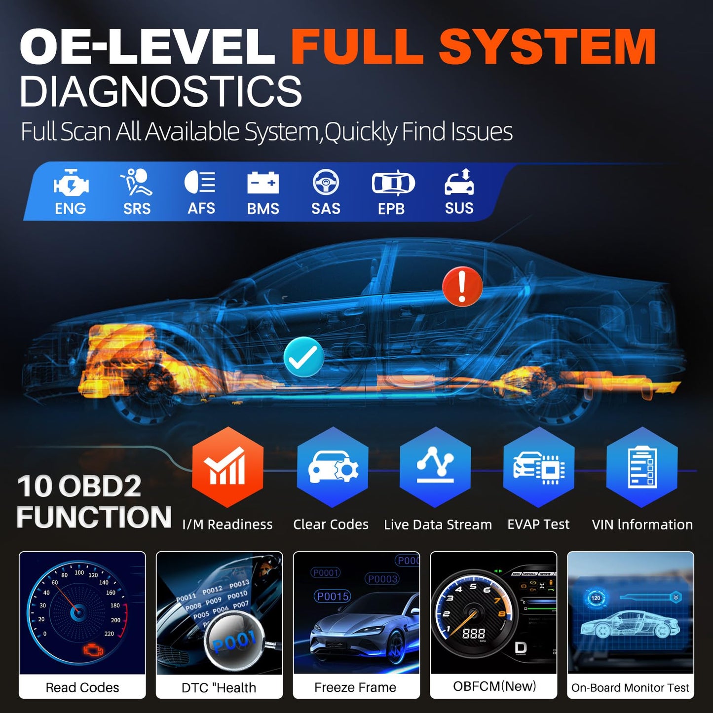 KINGBOLEN Soloscan OBD2 Diagnosegerät für Land Rover/für Jaguar, Alles System Kfz Diagnosegerät Mit 50+ Reset-Funktion,Bi-direktionale,Aktiver Test,ECU-Codierung, Lebenslanges kostenloses Update