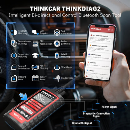 thinkcar obd2 Diagnosegerät,ThinkDiag 2 Bluetooth OBD2 Diagnose Scanner für Alle Fahrzeuge mit 15 Reset Funktionen für Alle System Diagnosen,Autodiagnose Unterstützung OBDII/EOBD/CAN-FD Protokoll…