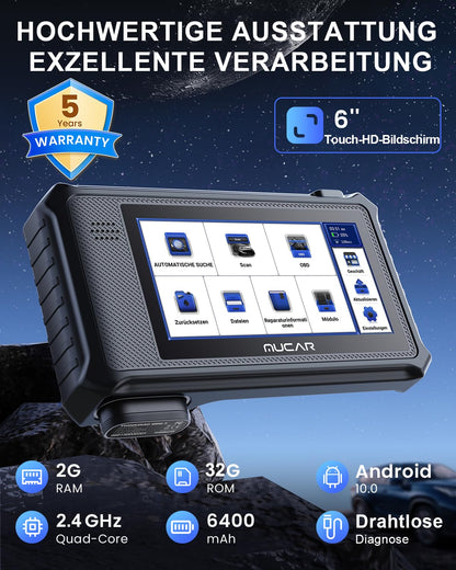 MUCAR OBD2 Diagnosegerät Für Alle Fahrzeuge,VO6 Diagnosegerät Auto Mit 28 Servicefunktionen & Alle Systemdiagnosen Für Immer Frei,Auslesegerät Auto Mit Bluetooth