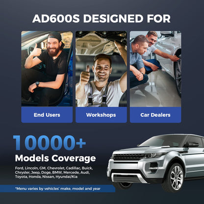 TOPDON AD600S OBD2 Diagnosegerät Auto,4 Systemdiagnosen für ABS SRS Motor und Getriebe, 9 Servicefunktionen für Öl/BMS/ABS/DPF/TPMS/SAS/Bremsen-Resets/Drosselklappenanpassung/Injektorcodierung