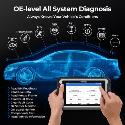 TOPDON OBD2 Diagnosegerät ArtiDiag900BT, ECU-Codierung, 28+ Services für bidirektionales Scannen Aller Systeme, mit 2 Jahren Updates, OBD2 Scanner für alle Fahrzeuge mit AutoVIN FCA