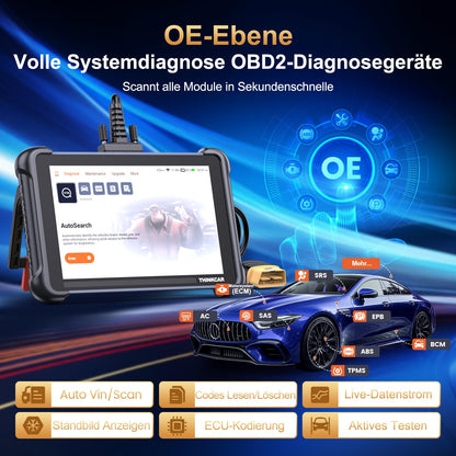 OBD2 Diagnosegerät, ThinkScan 689 Diagnosegerät Auto Mit 34 Reset-Funktion + Volle Systemdiagnose, Auslesegerät Auto Für Aktives Testen/Erweiterte ECU-Codierung/BI-Direktionale Steuerung