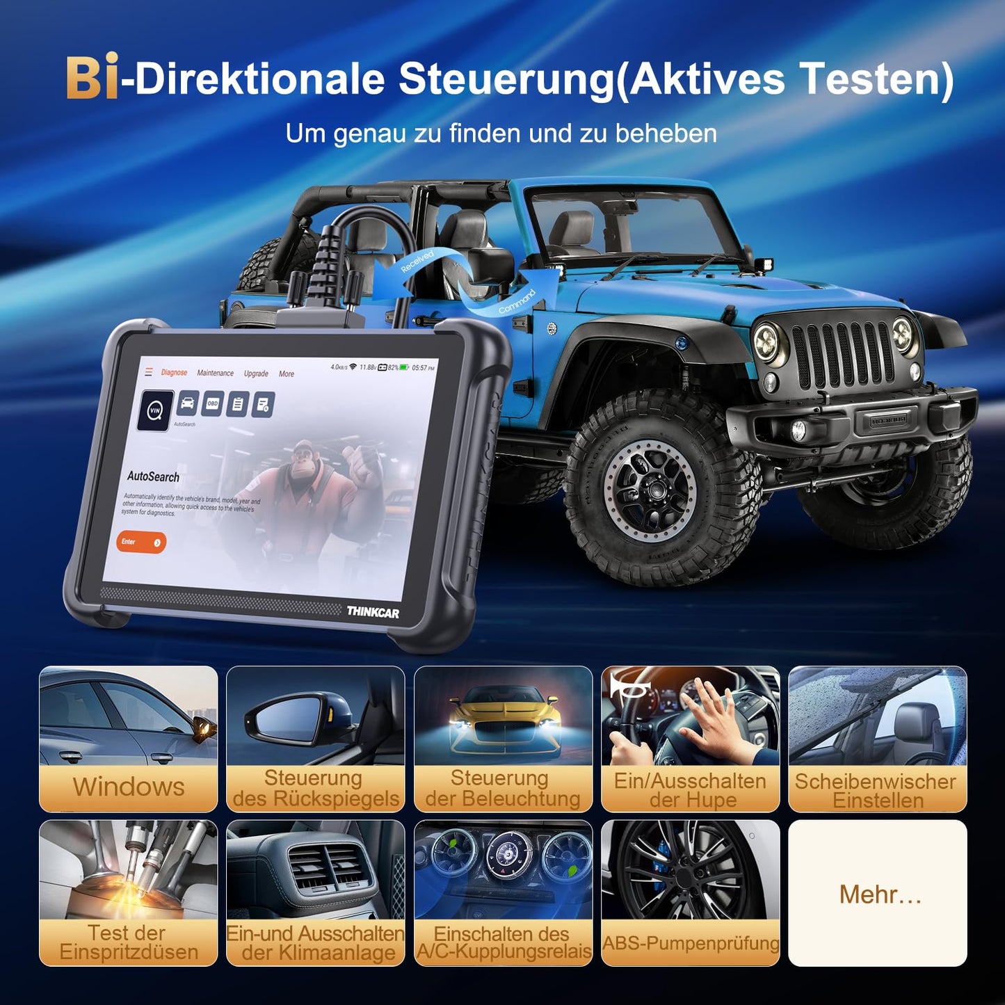 OBD2 Diagnosegerät, ThinkScan 689 Diagnosegerät Auto Mit 34 Reset-Funktion + Volle Systemdiagnose, Auslesegerät Auto Für Aktives Testen/Erweiterte ECU-Codierung/BI-Direktionale Steuerung