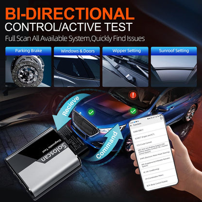 KINGBOLEN Soloscan OBD2 Diagnosegerät für Land Rover/für Jaguar, Alles System Kfz Diagnosegerät Mit 50+ Reset-Funktion,Bi-direktionale,Aktiver Test,ECU-Codierung, Lebenslanges kostenloses Update