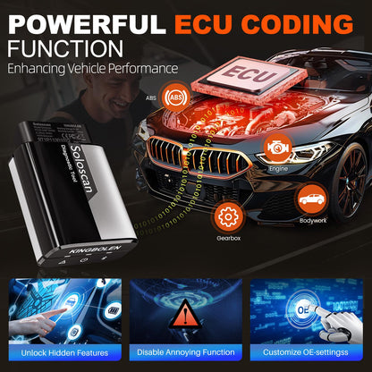 KINGBOLEN Soloscan OBD2 Diagnosegerät für Land Rover/für Jaguar, Alles System Kfz Diagnosegerät Mit 50+ Reset-Funktion,Bi-direktionale,Aktiver Test,ECU-Codierung, Lebenslanges kostenloses Update