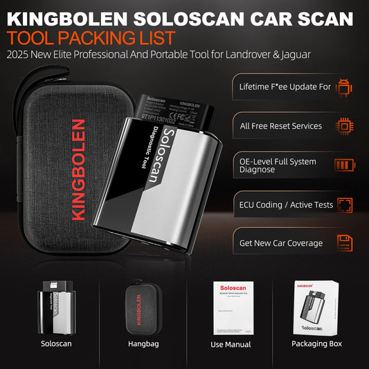 KINGBOLEN Soloscan OBD2 Diagnosegerät für Land Rover/für Jaguar, Alles System Kfz Diagnosegerät Mit 50+ Reset-Funktion,Bi-direktionale,Aktiver Test,ECU-Codierung, Lebenslanges kostenloses Update