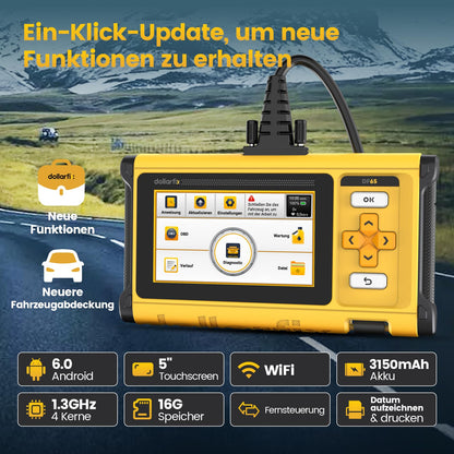 DollarFix Diagnosegerät Auto Mit 4 System Motor Getriebe ABS SRS, OBD2 Diagnosegerät für Alle Fahrzeuge mit 10 Reset-Funktionen Öl ABS EPB SAS, Aktive Tests, AutoVIN & Kostenlose Lebenslange Updates