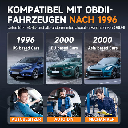 FOXWELL NT201 OBD2 Diagnosegerät Auto, OBD-II/EOBD KFZ Diagnosegerät für alle Fahrzeuge, 10 OBD2 Modi, One Touch I/M Bereitschaftstaste, Auslesegerät Auto für alle Baujahr 1996